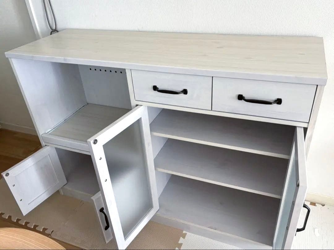 美品✴︎ホワイト木製食器棚 レンジボード