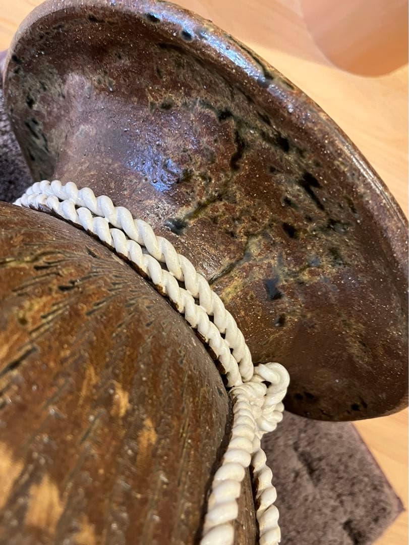 信楽焼　大福袋宝壺　伊羅保釉薬　大壺