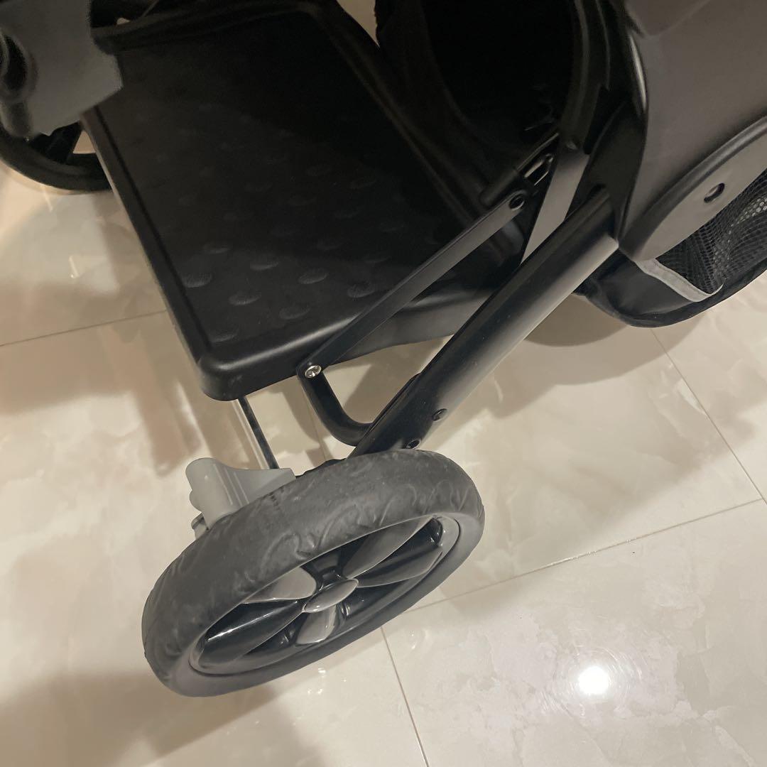 【美品】カトージ 2人でゴーDX タイヤ傷あり レインカバー付 二人乗ベビーカー