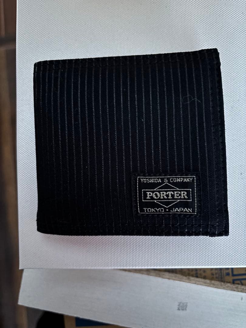未使用　美品　PORTER ストライプ二つ折り財布