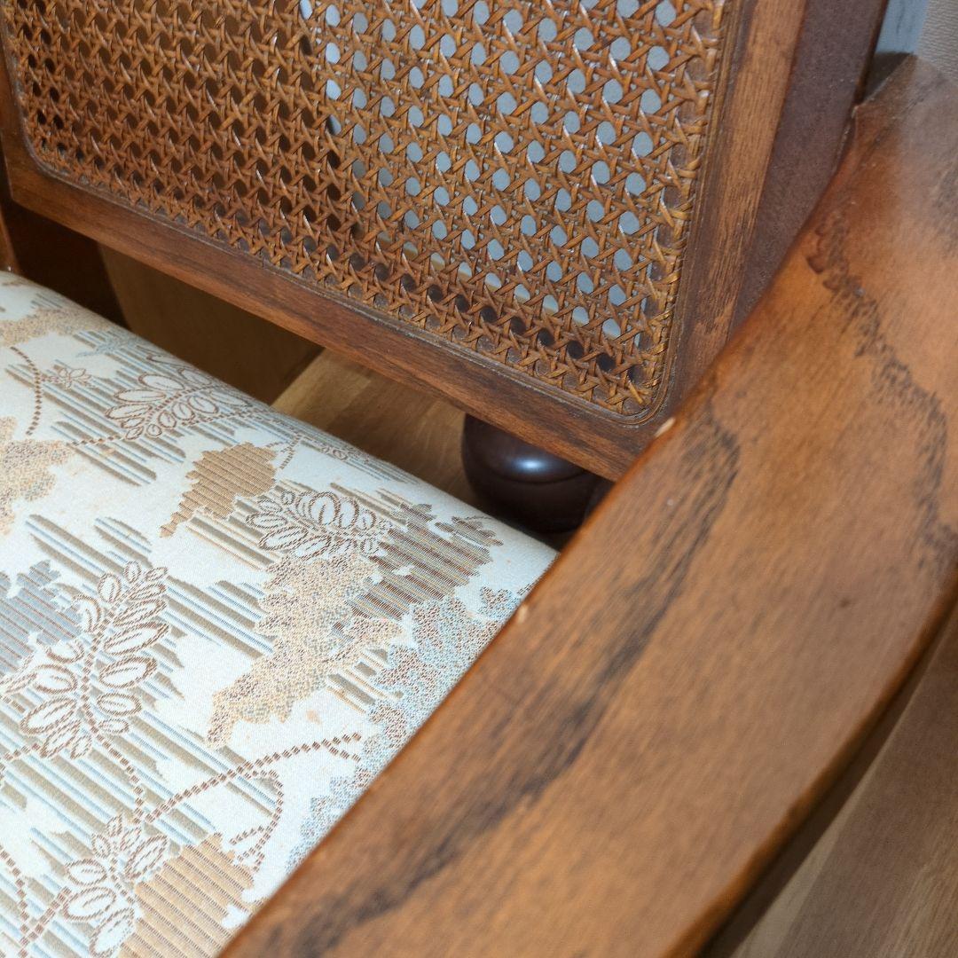 昭和レトロの椅子　藤（ラタン）ｘ木製