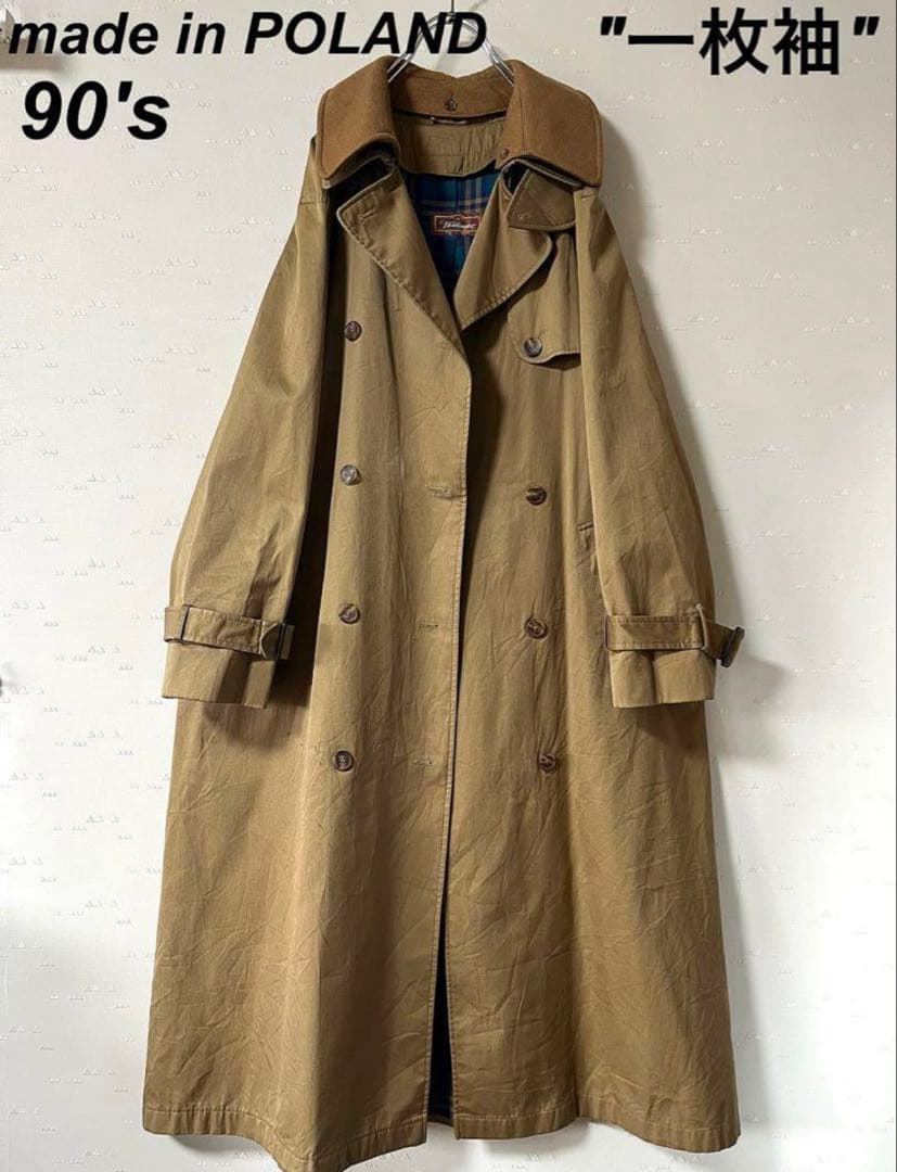 ユーロ古着 90's 80's トレンチコート 一枚袖 ロングコート