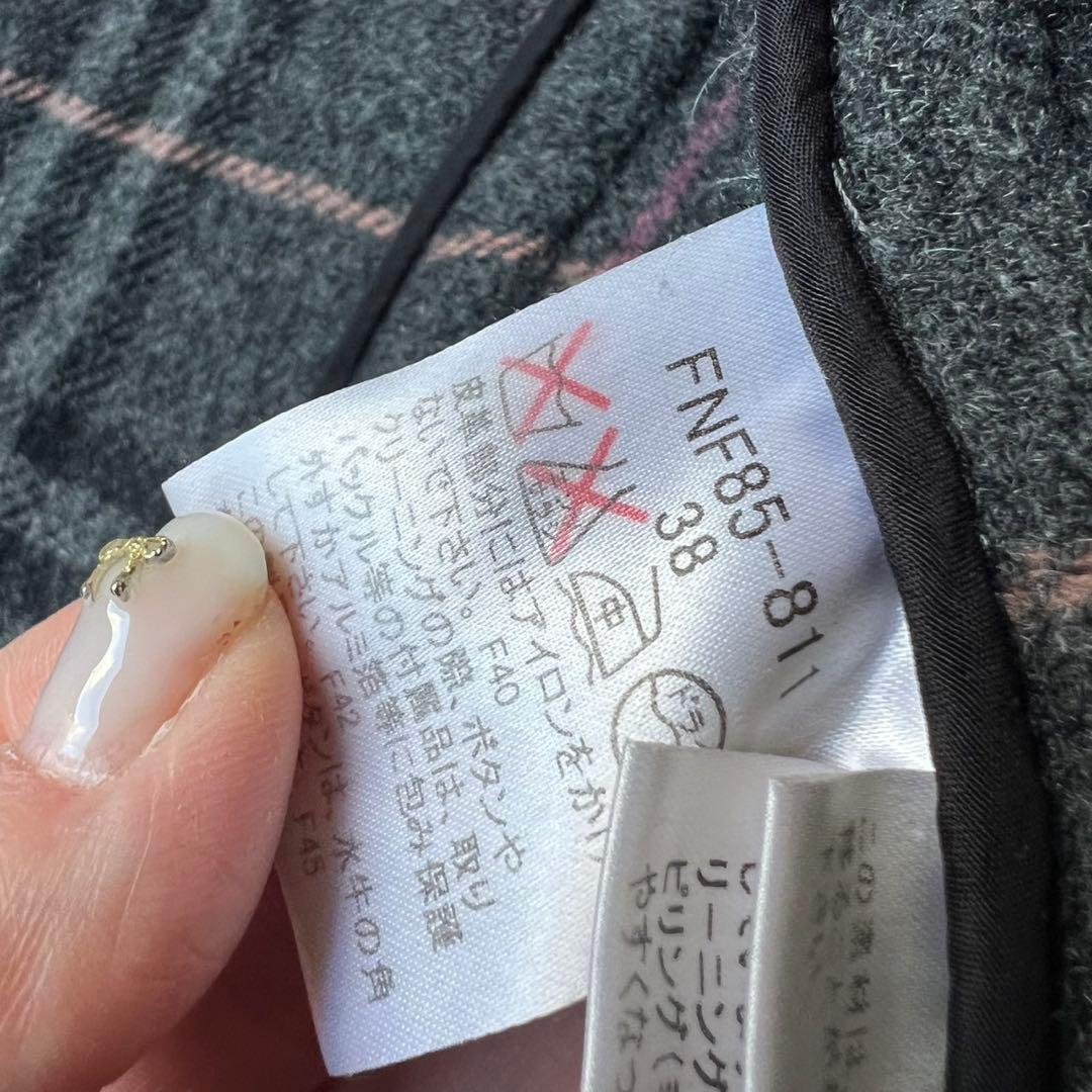 希少カラーピンクチェック　バーバリーブルーレーベル　ダッフルコート　ウール100