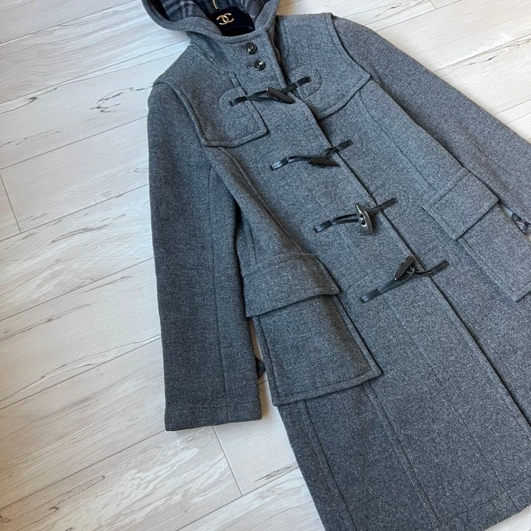 希少カラーピンクチェック　バーバリーブルーレーベル　ダッフルコート　ウール100