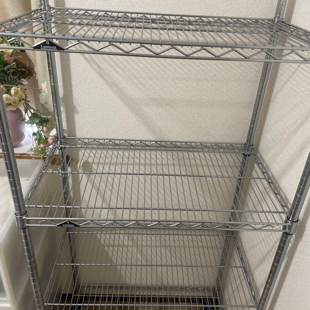 美品　Luminous スチールラック 4段 シルバー NLH7615-4