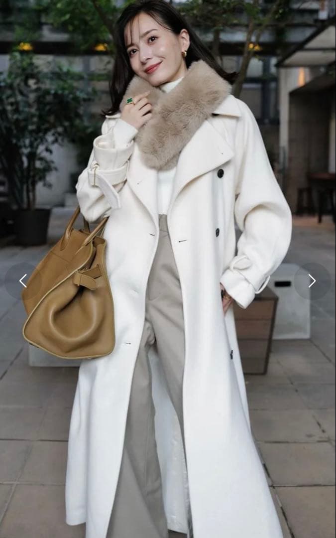 【新品】anuans ウールトレンチコート エクリュ Sサイズ