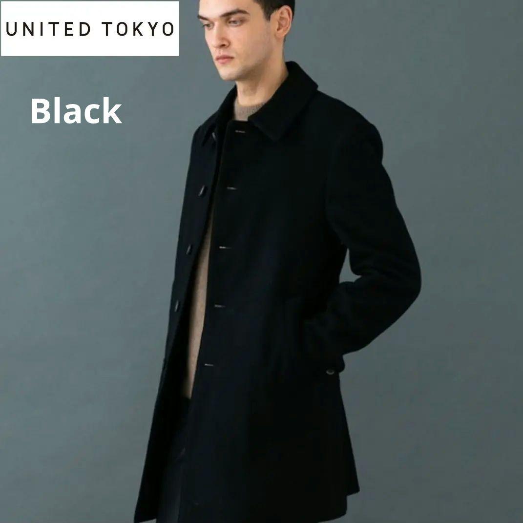 美品！ UNITED TOKYO メリノウールステンカラーコート　L 　ブラック