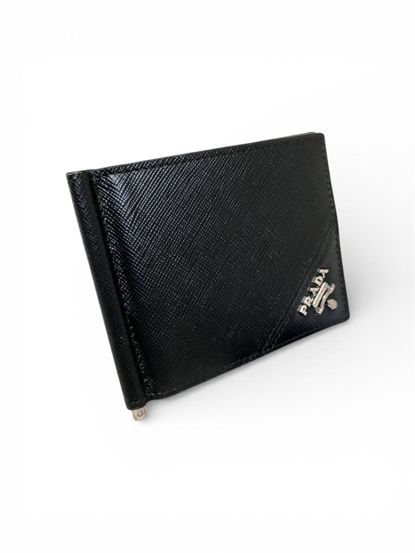 【未使用級】 プラダ サフィアーノ マネークリップ メタルロゴ 付属品完備