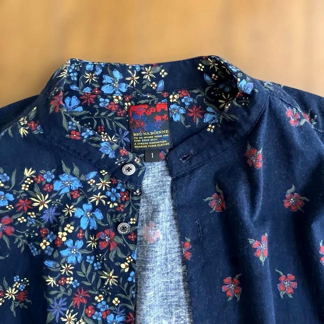 BRU NA BOINNEブルーナボイン　花柄スタンドカラーシャツ