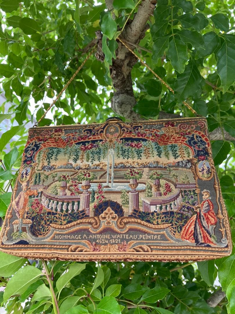 宮廷柄アンティーク プチポワン バッグ