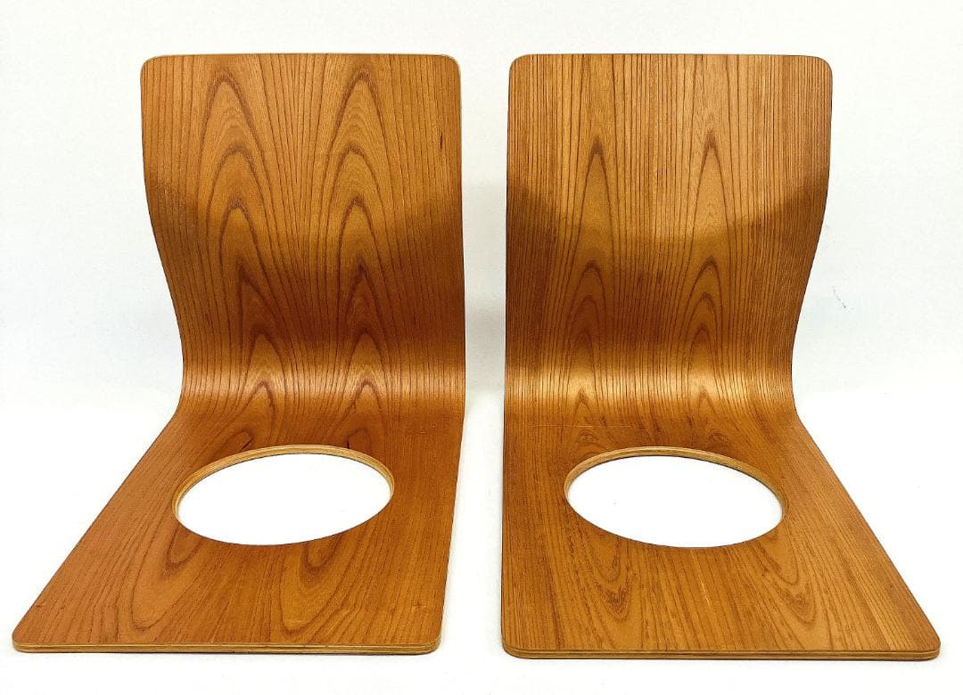 Tendo 天童木工 座椅子 2脚セット 藤森健次 曲げ木 ケヤキ板目 曲木⑥