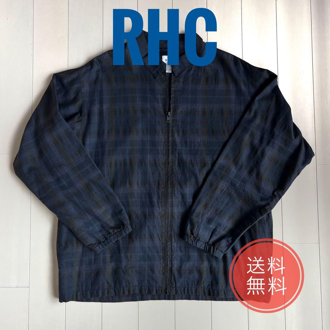 RHC ロンハーマン ネイビーチェック ジップブルゾン M