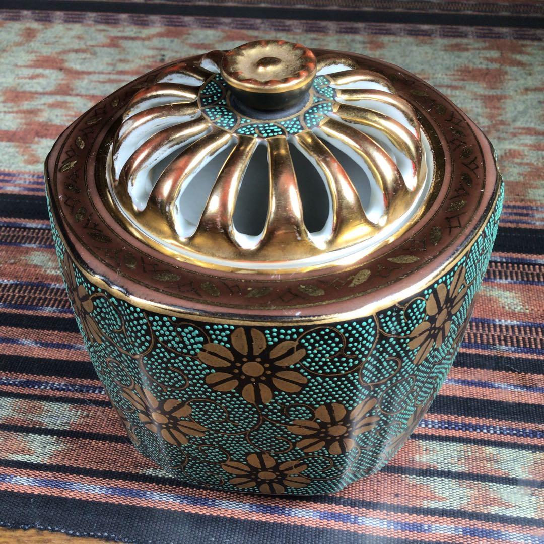 『ハピうー特価』　九谷焼　洋山　青粒　香炉　制作番号付き