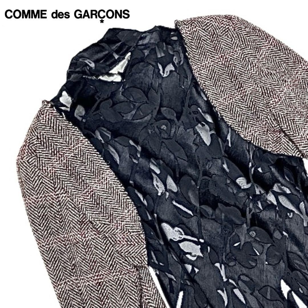 貴重！comme des garconsシアー柄切替オーバーコートmi121