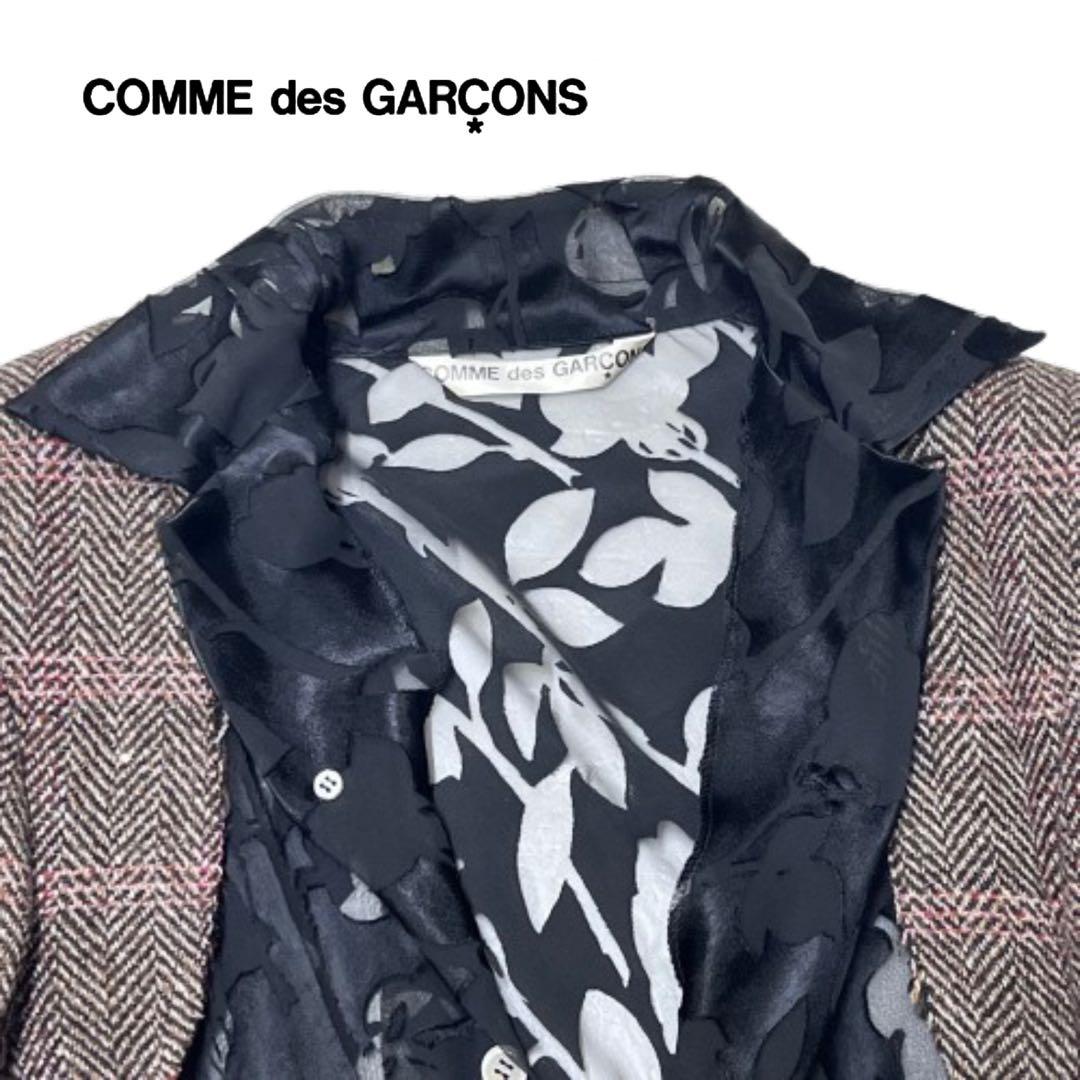 貴重！comme des garconsシアー柄切替オーバーコートmi121