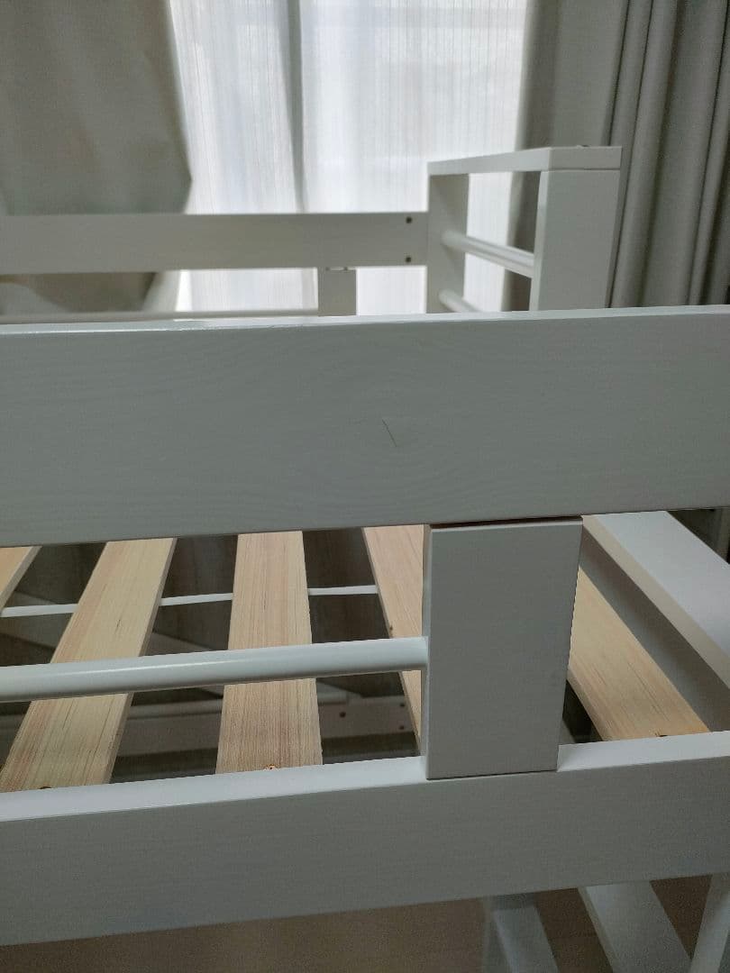 木製ロフトベッド 両面はしご付き 天然木 ハンガーラック付き シングル 北欧風