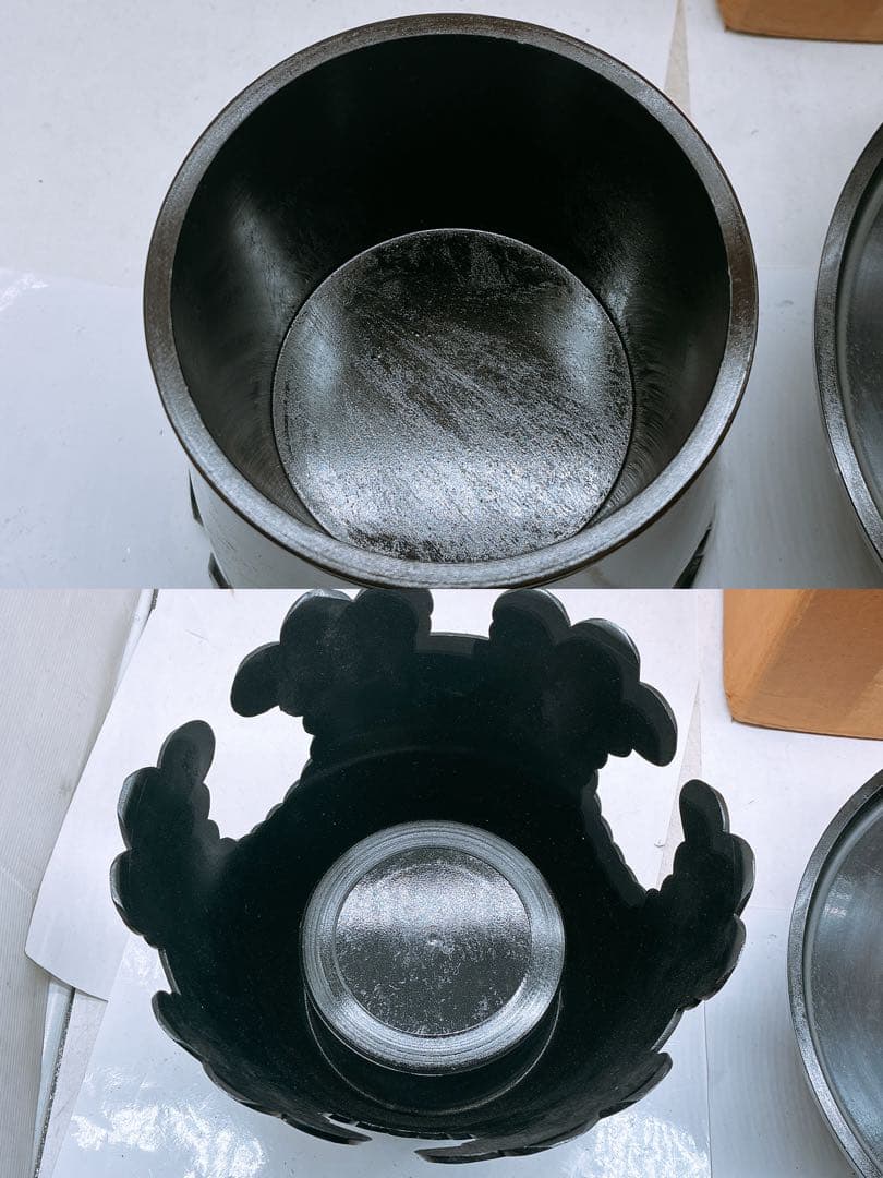 み*ん様 華道 花器 合金製 御玄猪（おげんちょ）芳幸造 在銘 黒色 金属製 生