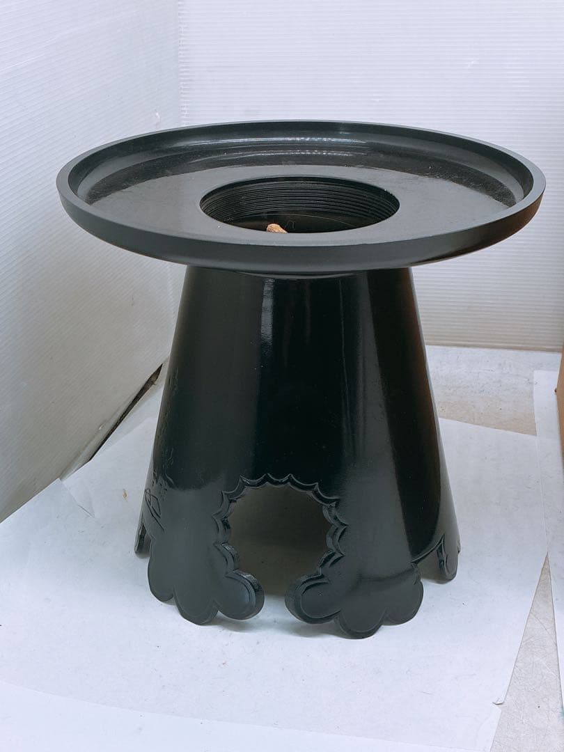 み*ん様 華道 花器 合金製 御玄猪（おげんちょ）芳幸造 在銘 黒色 金属製 生