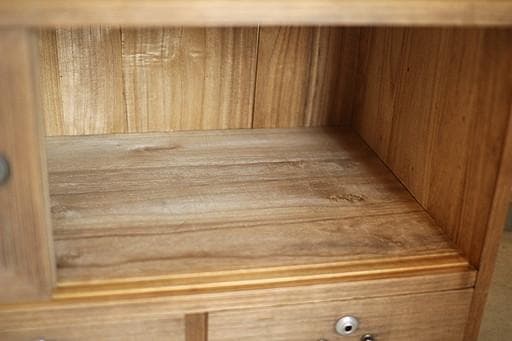 古いガラス戸棚×木製小引き出し3杯