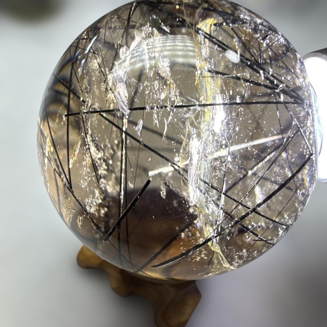 希少　透明度抜群　ブラックルチルスフィア　スモーキー　丸玉