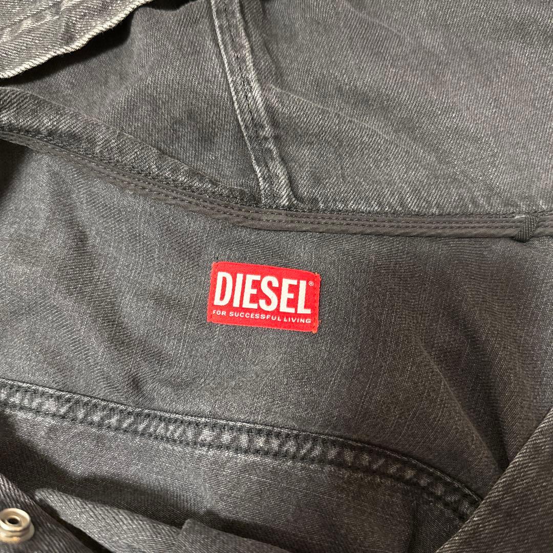 DIESELディーゼル　デニムシャツパーカー　ブラック　ダークグレー