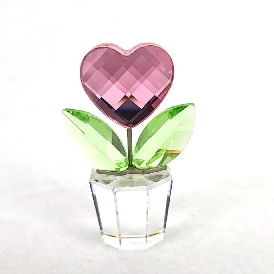 ●美品〇スワロフスキー　フラワーハート　ピンク 9