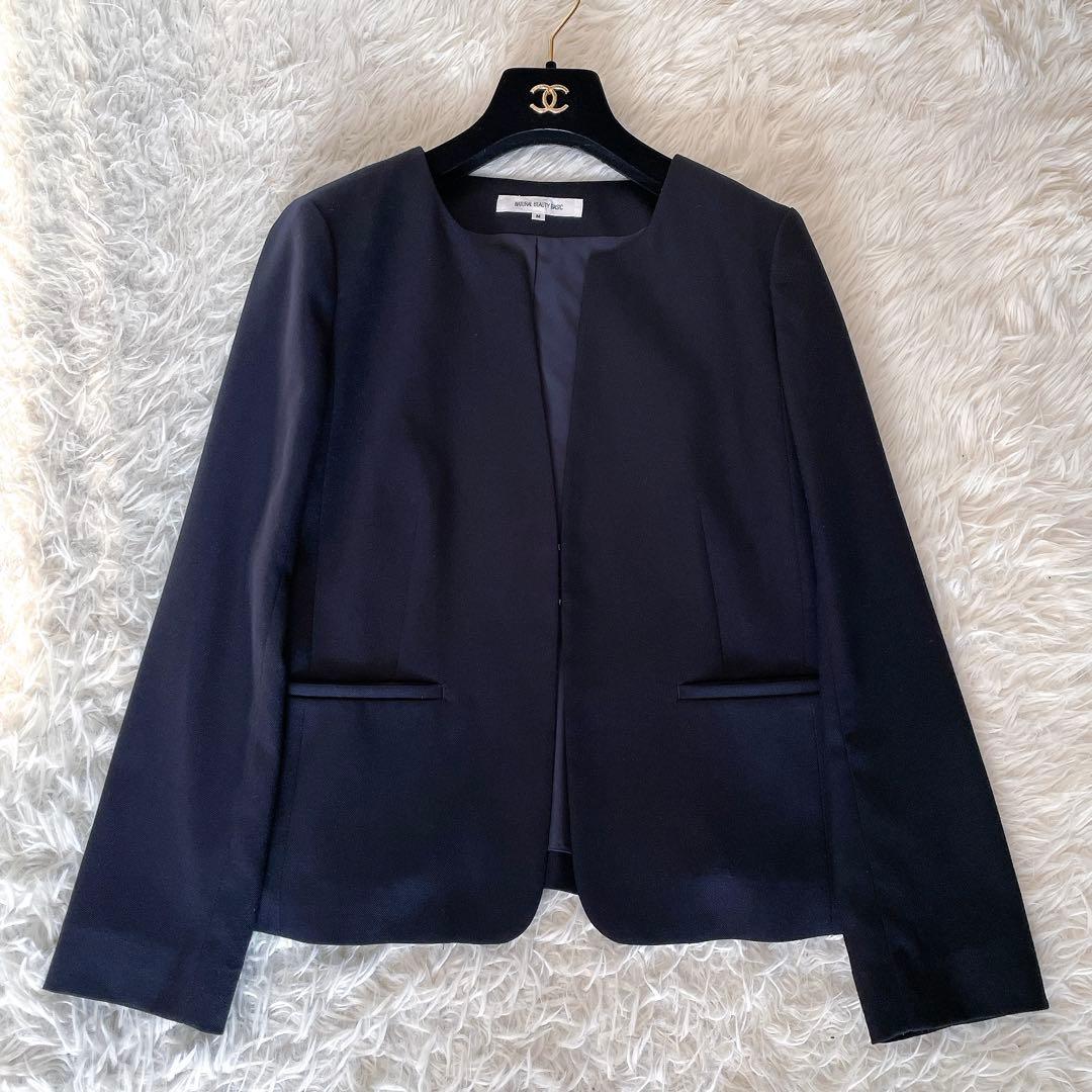 【ナチュラルビューティーベーシック】ノーカラージャケット パンツ セットアップM