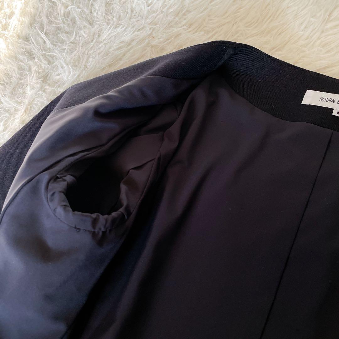 【ナチュラルビューティーベーシック】ノーカラージャケット パンツ セットアップM