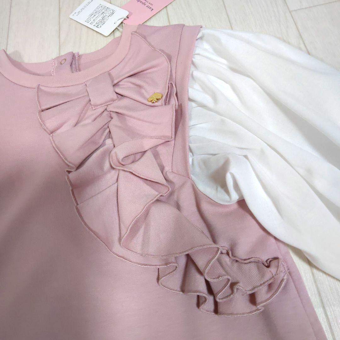 ケイトスペード120サイズ　袖切り替えボウワンピース　ピンク　五分袖　春秋