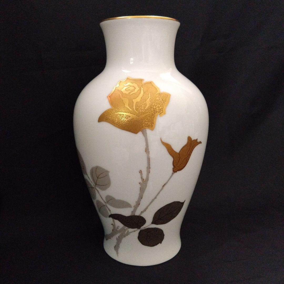 大倉陶園 金蝕バラ 花生 花器 28cm OKURA