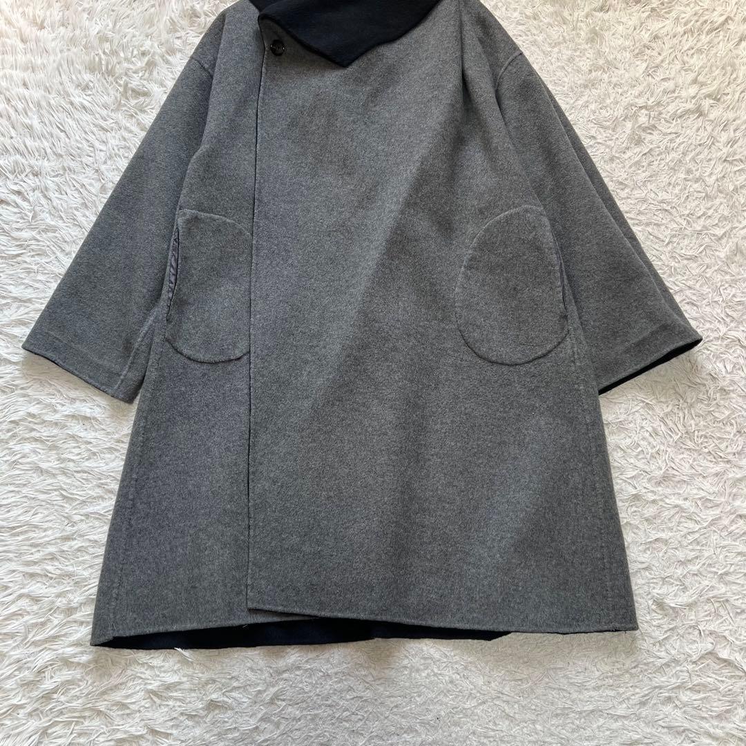 美品 セオリーリュクス カシミヤ混 リバーコート リバーシブル ダブルフェイス