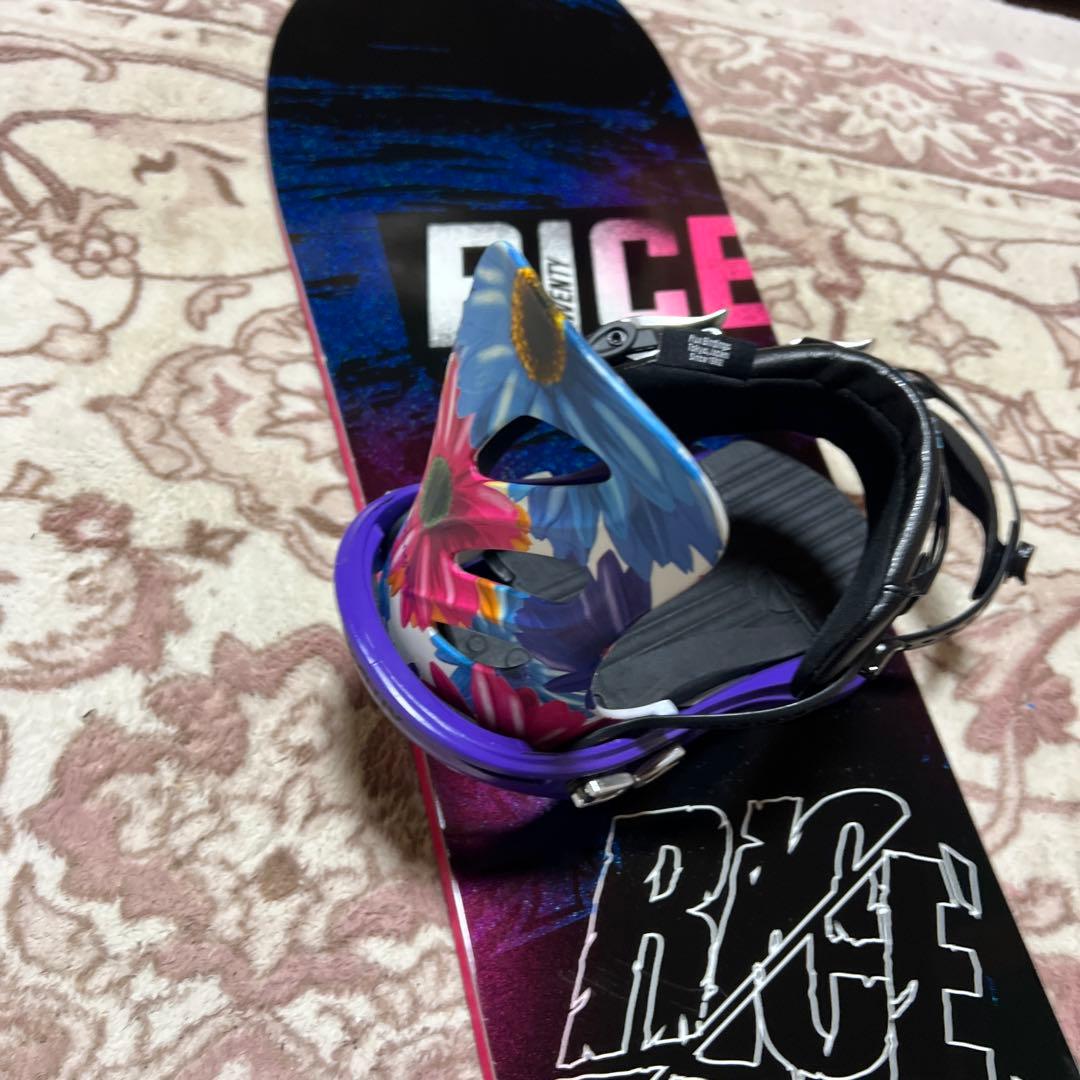 美品 RICE28 142cm グラトリ バイン付スノーボードセット レディース