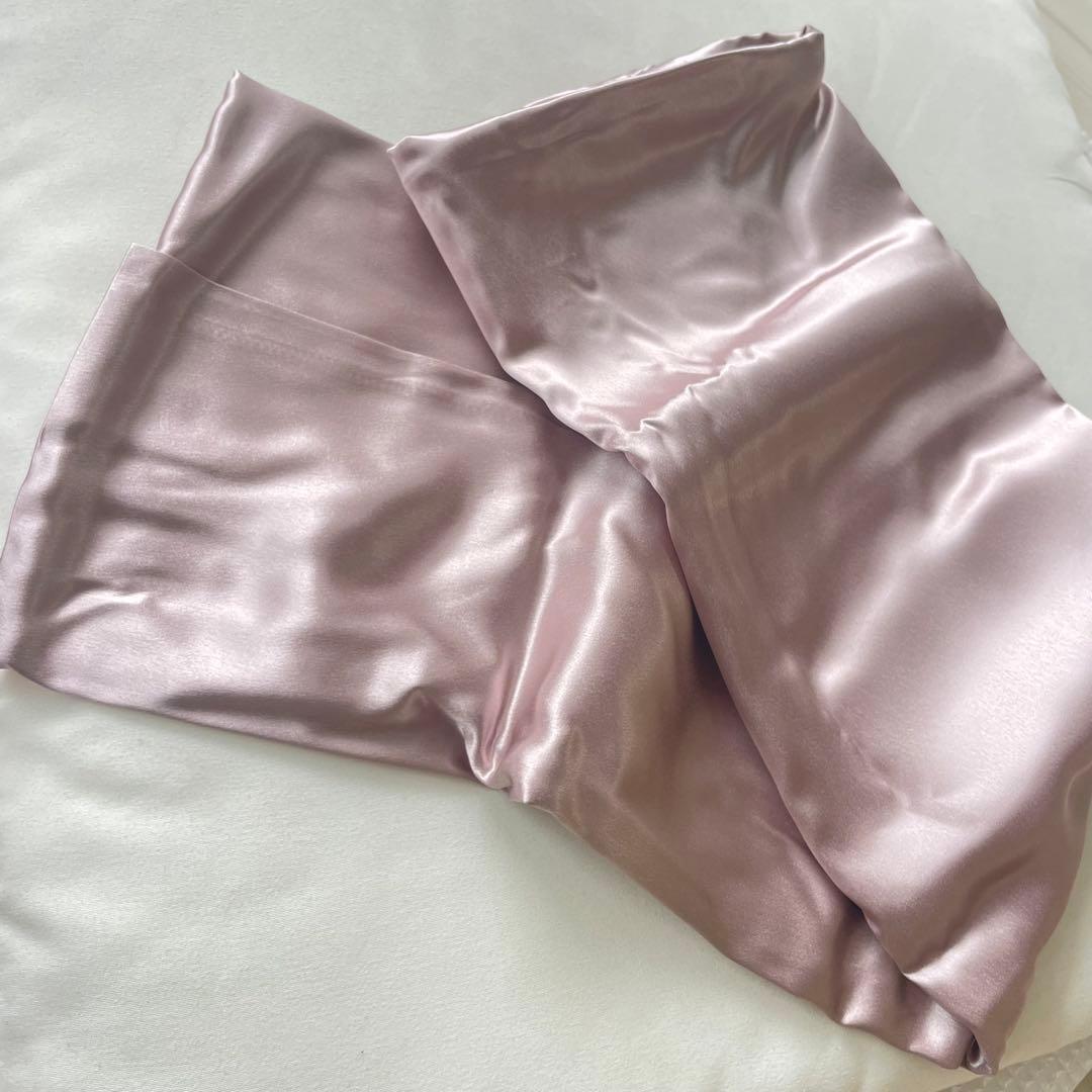 即購入OK✨100%ピュアシルク枕カバー ピンク43×63cm