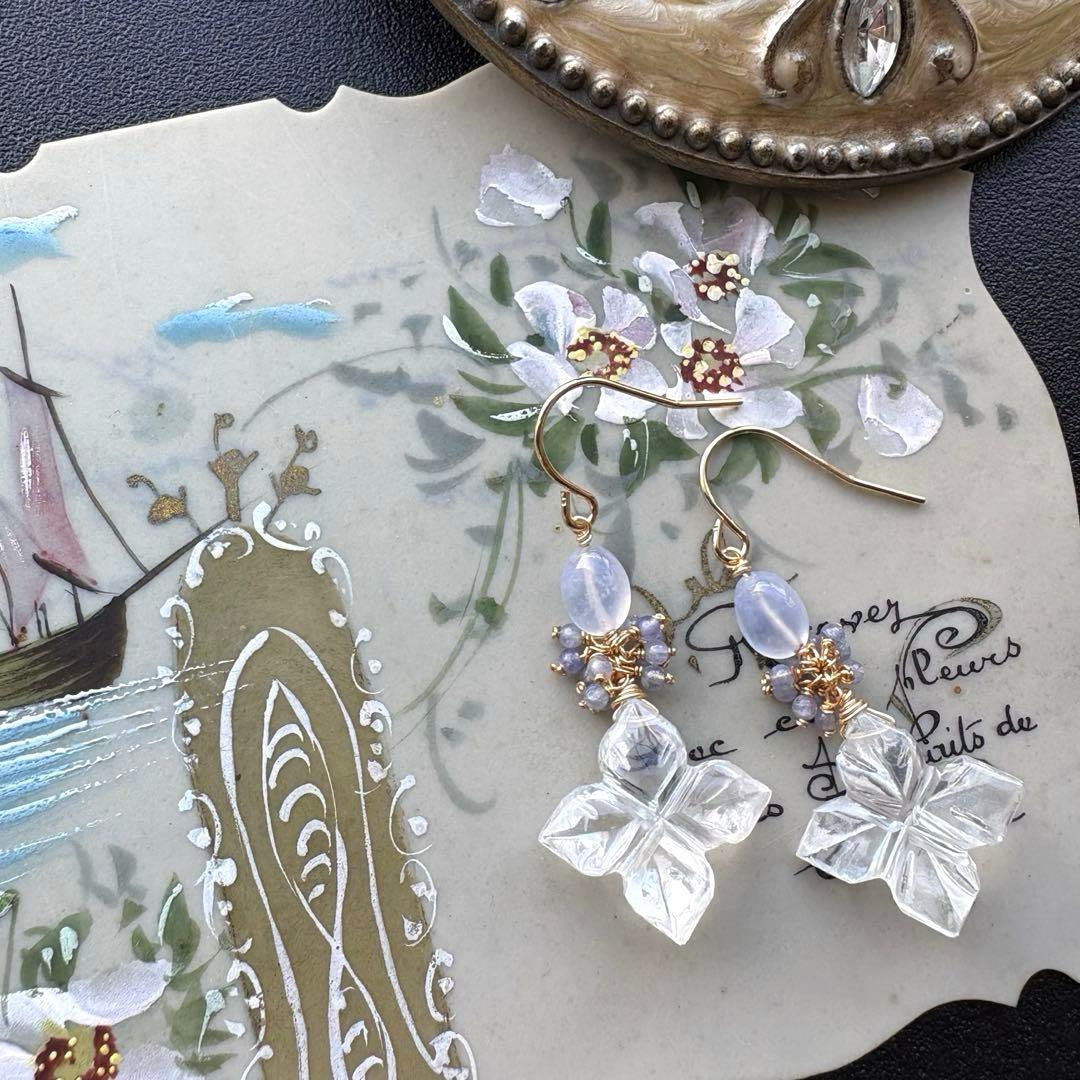 《ラスト》水晶&カルセドニー＊ピアスorイヤリング