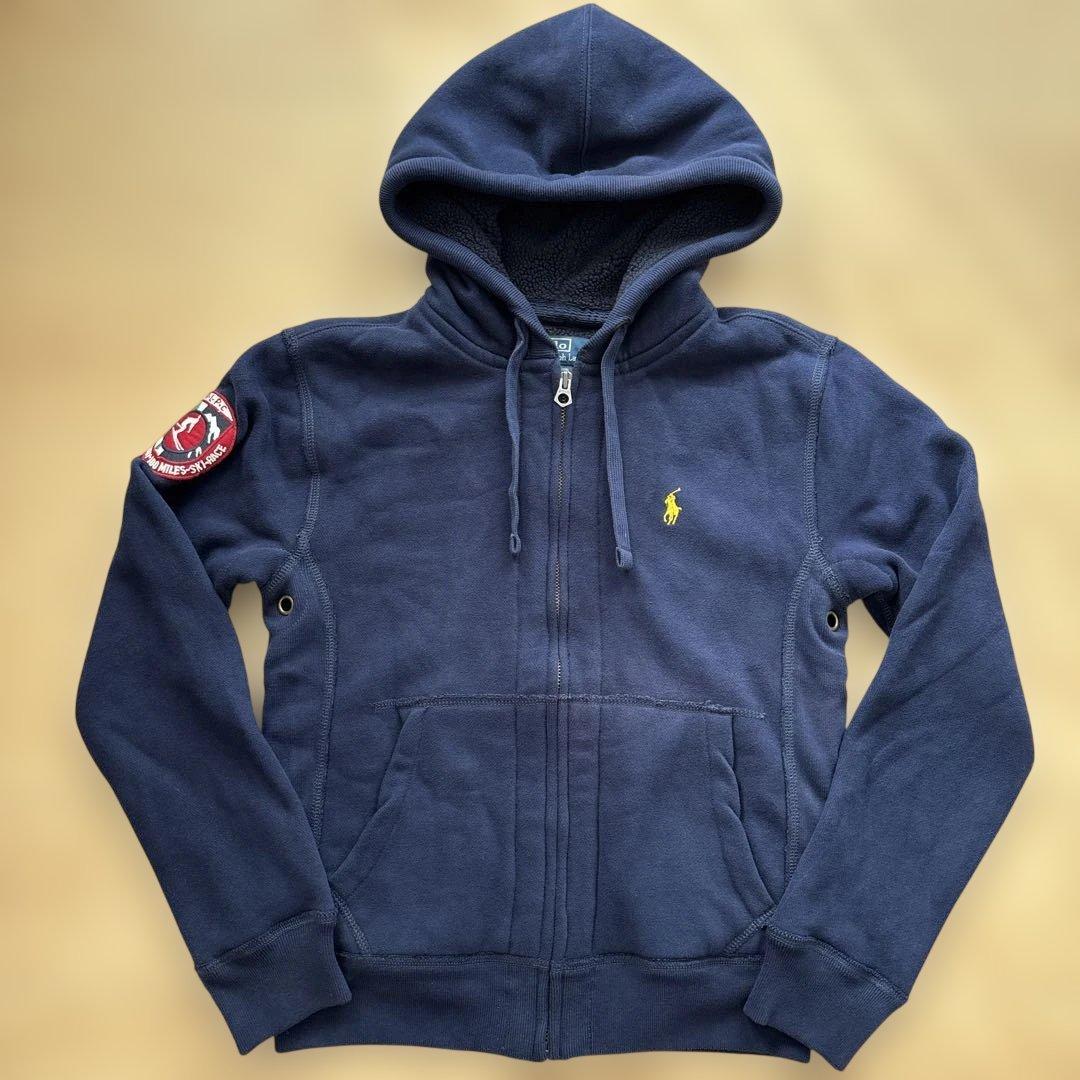 【希少美品】ポロラルフローレン ボアジップパーカー ネイビー Mワッペン スキー