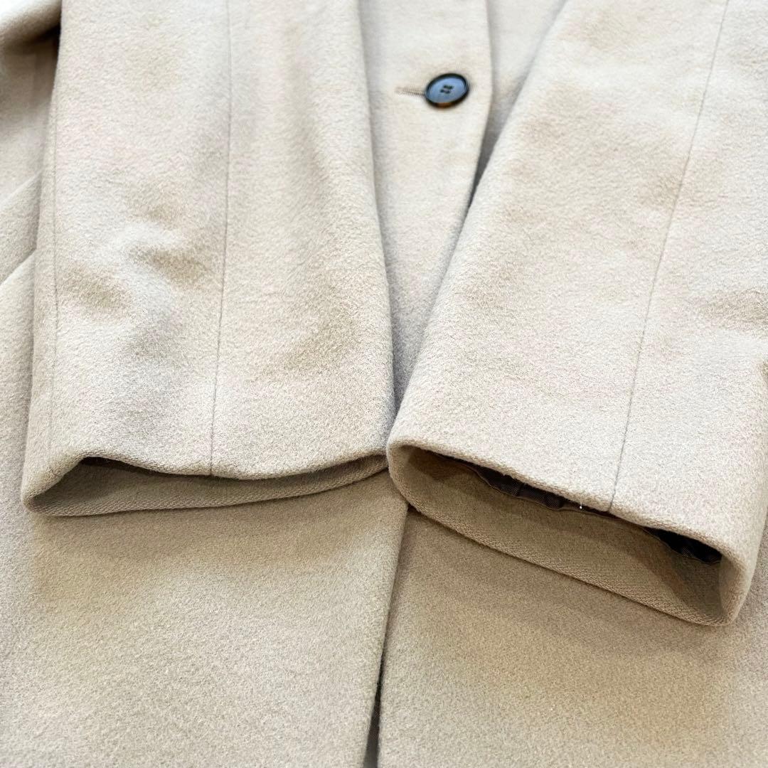 2023 アンタイトル カシミヤ混 大きめノーカラーコート ロング丈 ベージュ