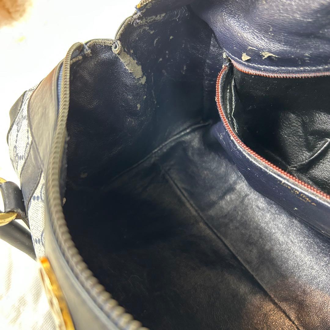 美品 GUCCI バンド ボストンバッグ gg シェリー PVC ネイビー大容量