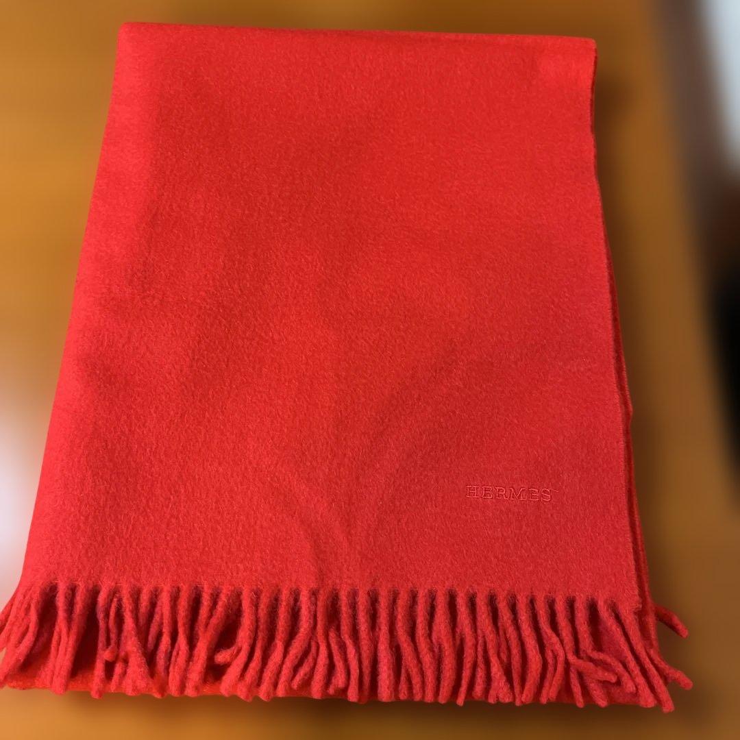 HERMÈS 赤 カシミアウール ストール