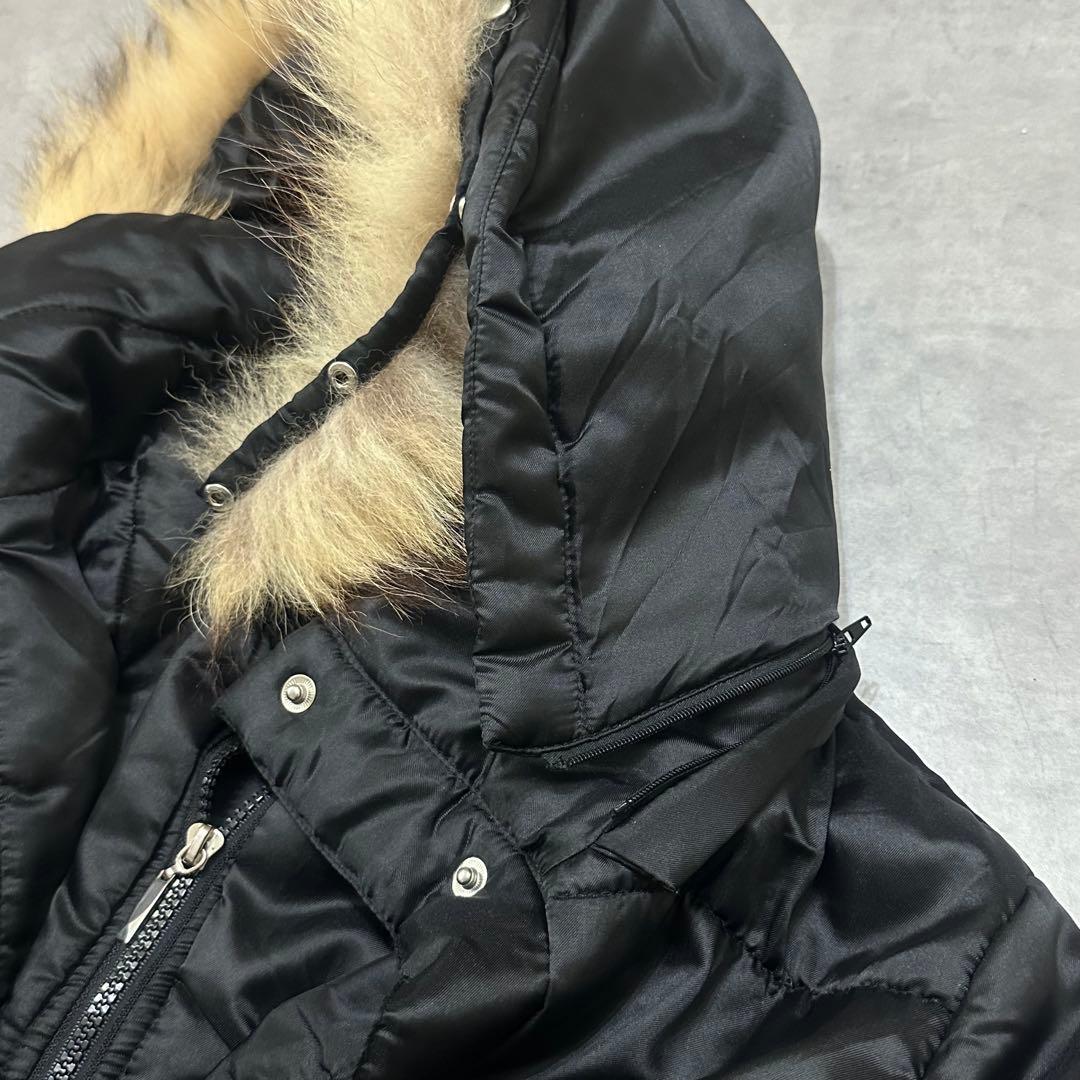 平成ギャル y2k　光沢　リアルファー付きダウン　短丈　お兄系　グランジ　黒