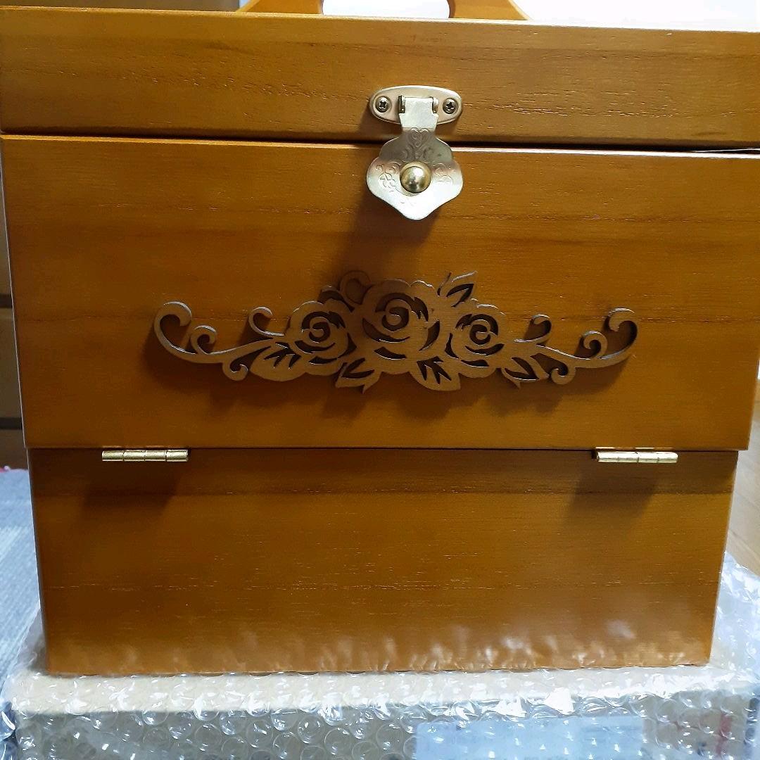 桐(天然木)三面鏡メイクボックス⭐カラー:ブラウン