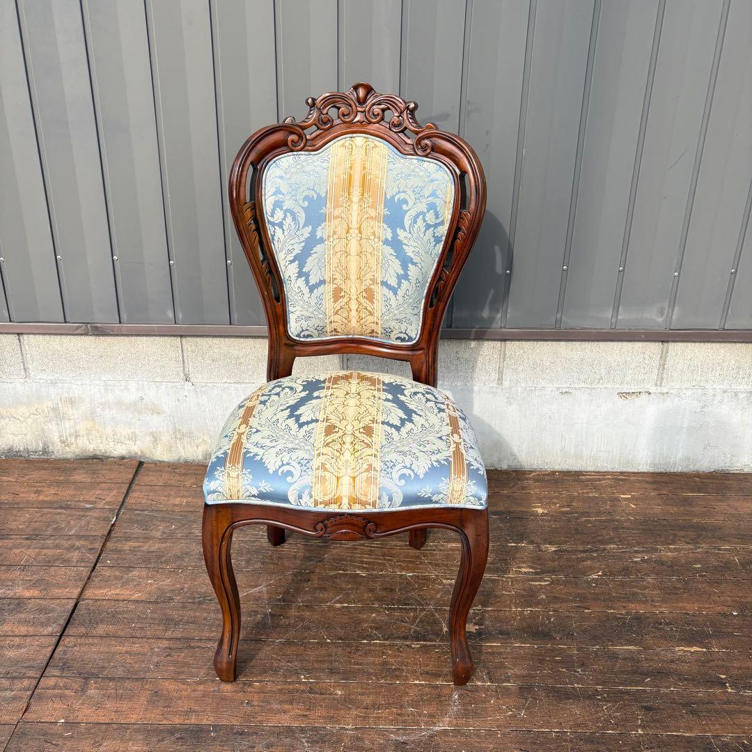 ②ビクトリアン装飾 花柄 木製ダイニングチェア 姫系 イタリア家具 アンティーク