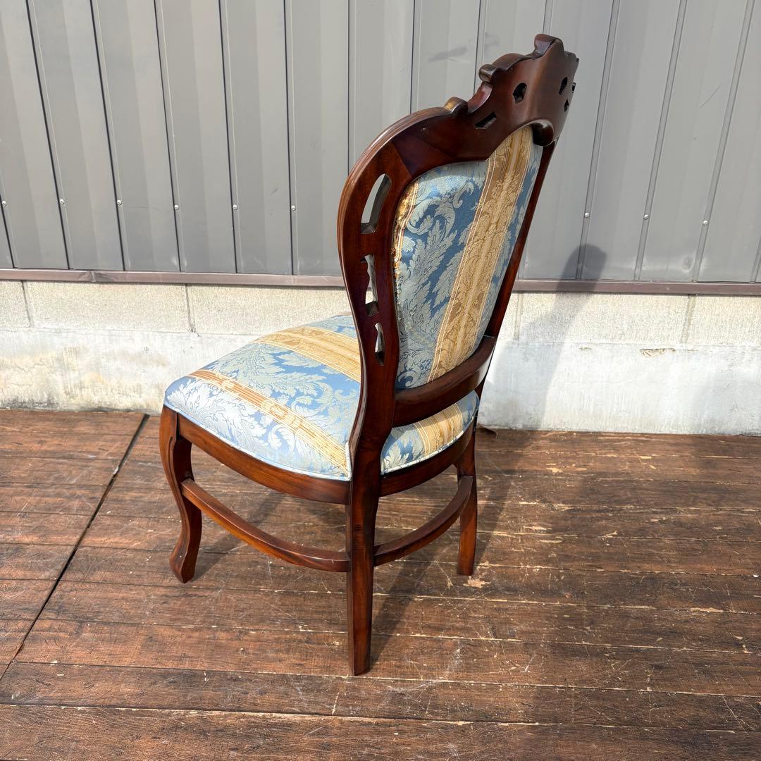 ②ビクトリアン装飾 花柄 木製ダイニングチェア 姫系 イタリア家具 アンティーク