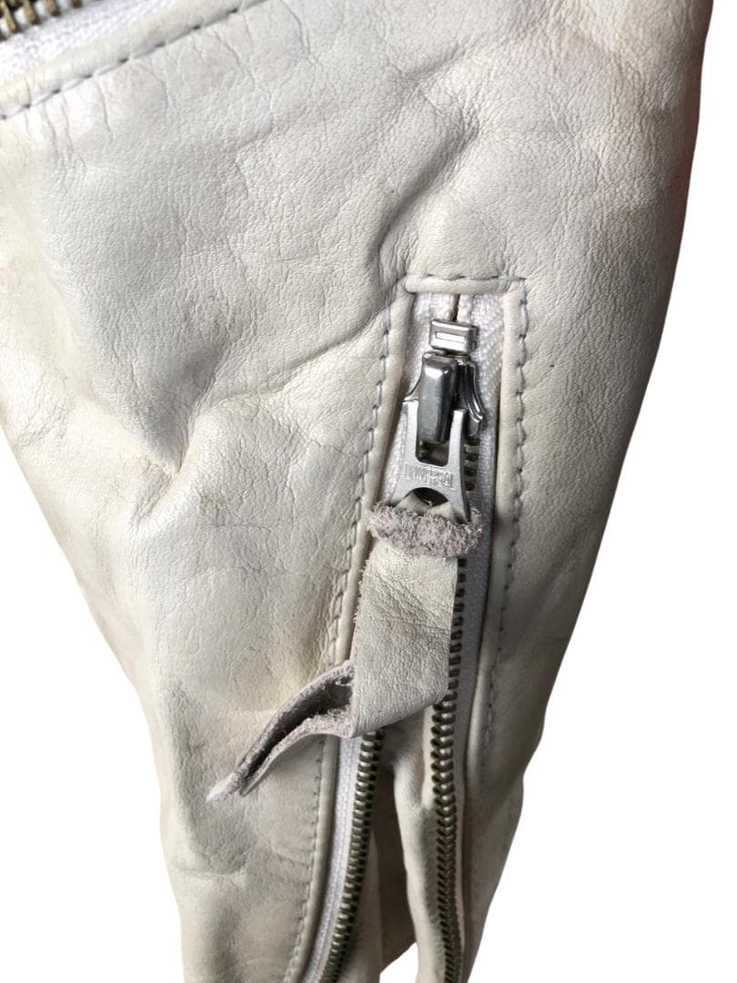 [訳あり] 新品 Schott ダブルライダースレザージャケット アイボリー/M