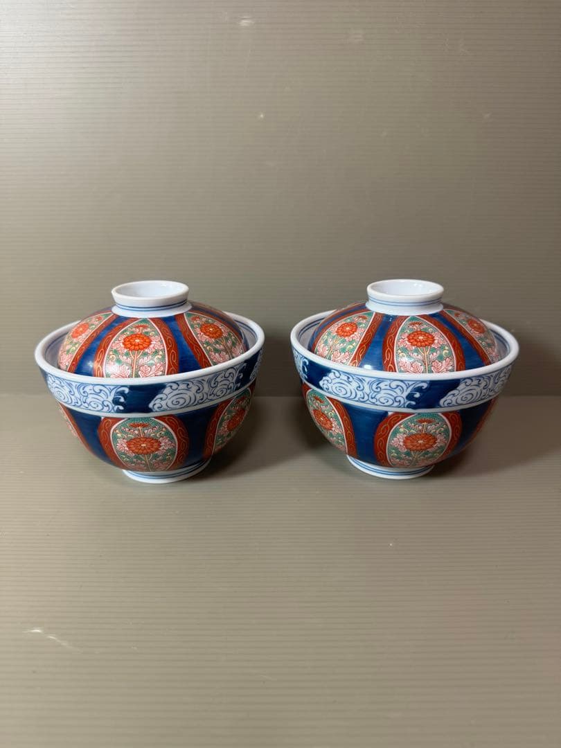 2808 其泉窯　古伊万里　蓋付き碗　2客　未使用