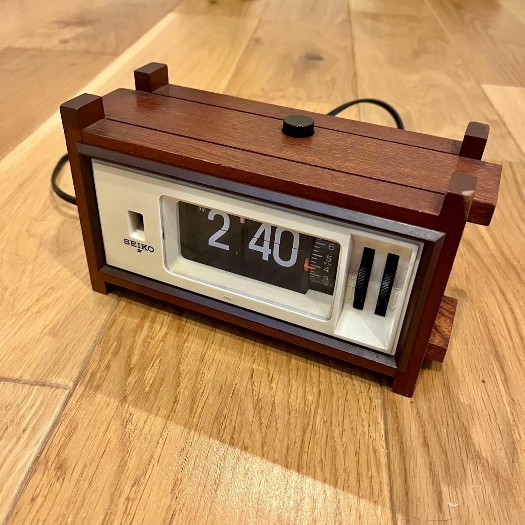 【昭和レトロ】SEIKO DP699 パタパタ時計【木枠】　フリップ式　セイコー