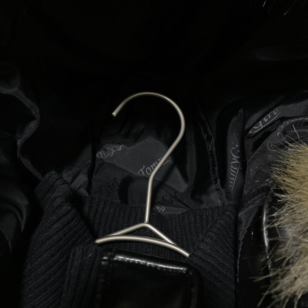 トミーガール y2k フェイクレザージャケット 中綿 光沢 3way 黒 S