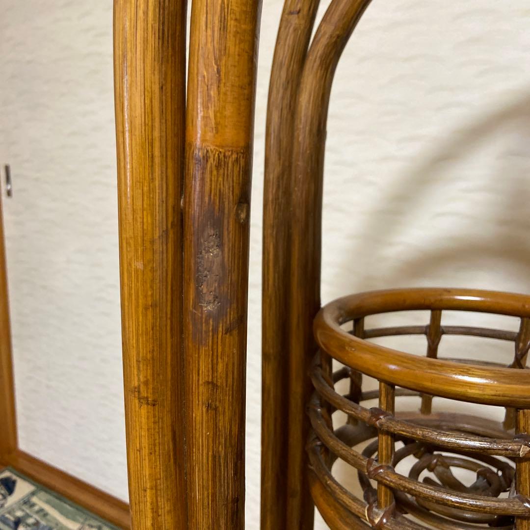 レトロ　ラタン製二重パーテーション 間仕切り　衝立　フラワースタンド