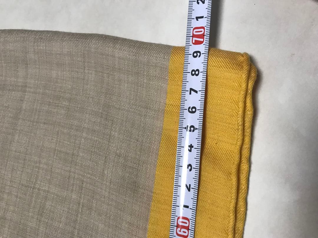 HERMES カシミヤストール　正方形ベージュ紺黄　　超大判