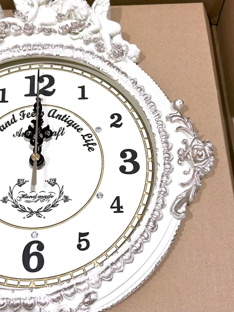 電波掛け時計 ゴールデンエンジェルラウンド振り子時計W