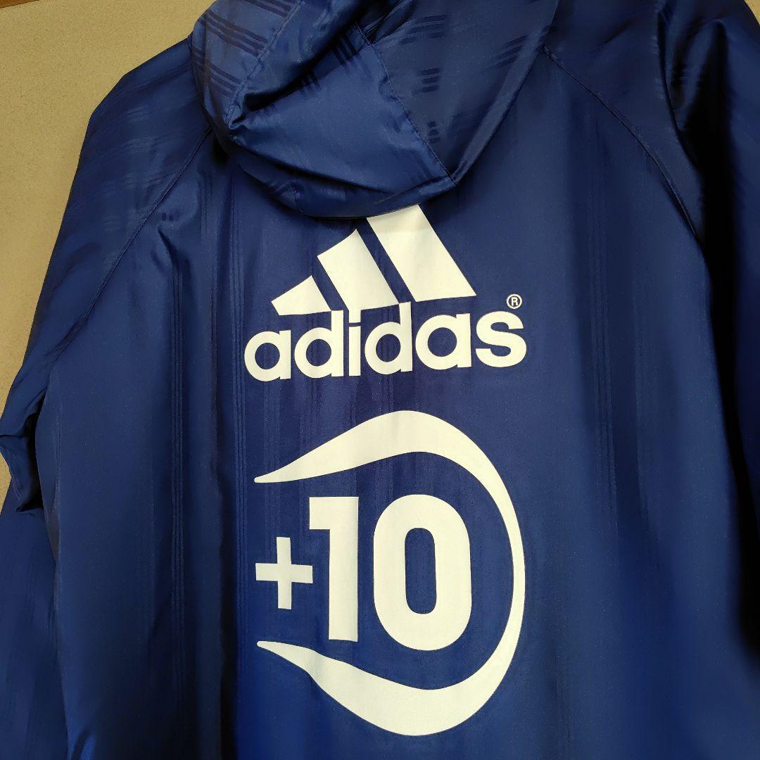 adidas フード付きベンチコート +10　ボア裏生地 紺　Lサイズ